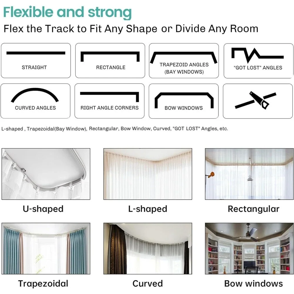 Room Dividers Blackout Curtains Track Ceiling Mount Ceiling Track for Curtain...